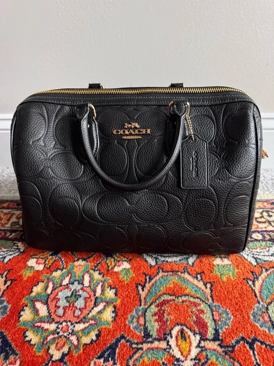 Coach Large Rowan in Black Signature Leather - Picture 1 of 6